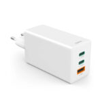 Cargador Mini 230V-100W 2x USB-C+1x USB-A QC+PD+GaN Blanco - Imagen 2